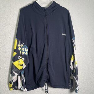 Adidas x Farm Rio Sweatshirt Womens XL Navy Full Zip Legend Ink Hooded Jacket